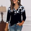 3/4 Sleeve Shirts For Women  Print Graphic Tees Blouses Casual Plus Size Basic Tops Pullover