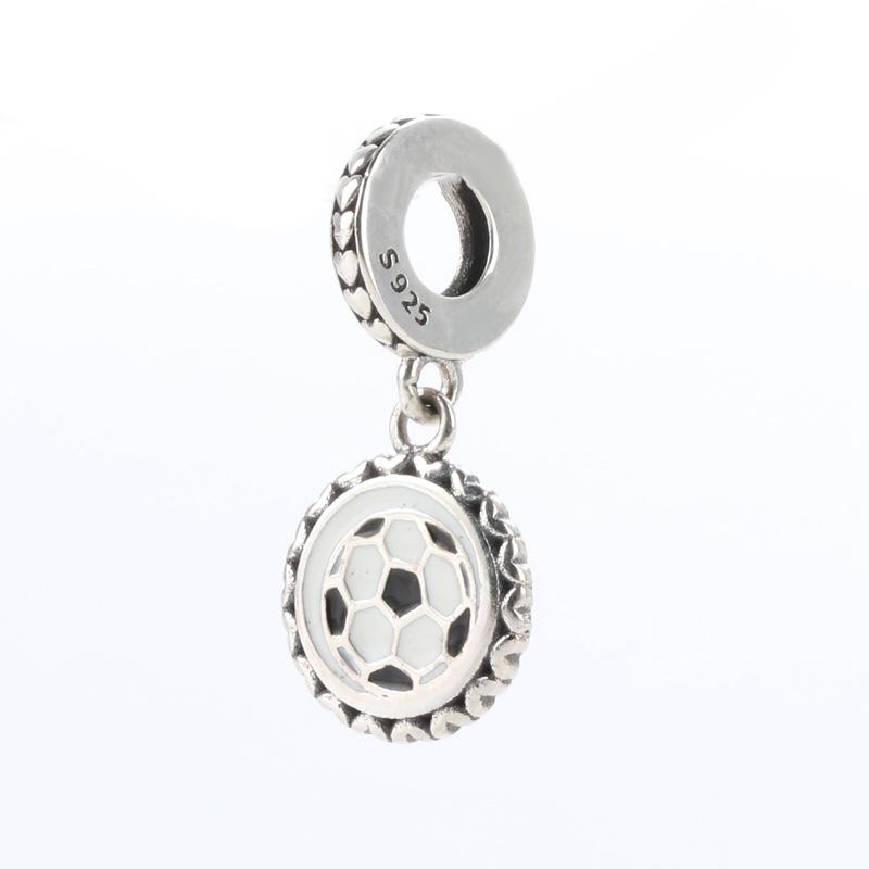 S925 Sterling Silver World Cup Football Pendant - Creative European and American Style Charm for Versatile DIY Bracelets.