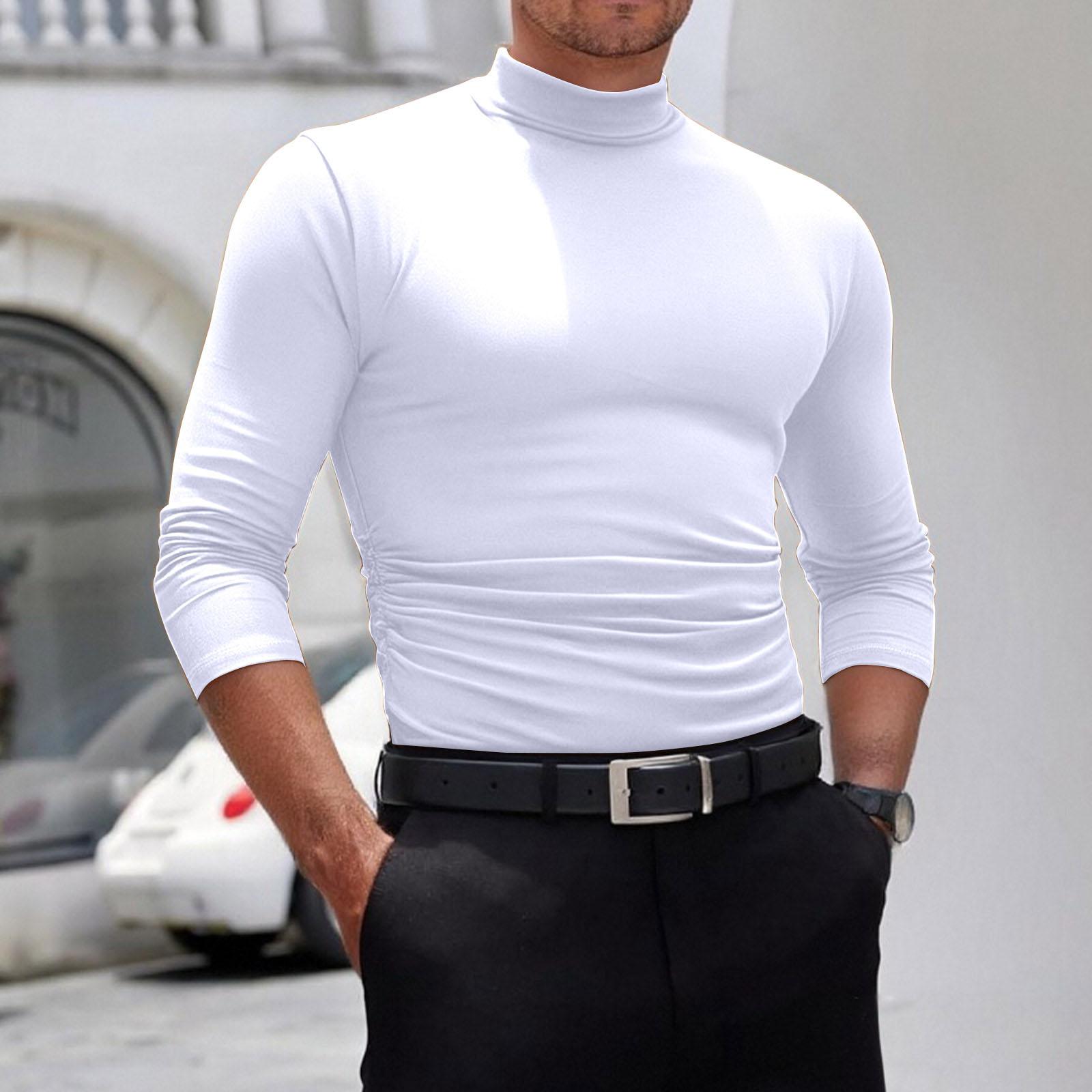 

Маленький высокий воротник Повседневный Футболка с длинными рукавами XL белый