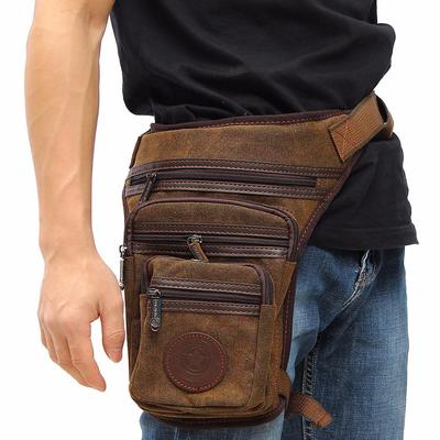 Waist Bag Canvas Travel Hiking Motorcycle Riding Belt Waist Thigh Pack Men