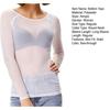 Women See Through Mesh Top Long Sleeve Slim Fit Shirt Sexy Clear Gauze O Neck Sun Protection Tops