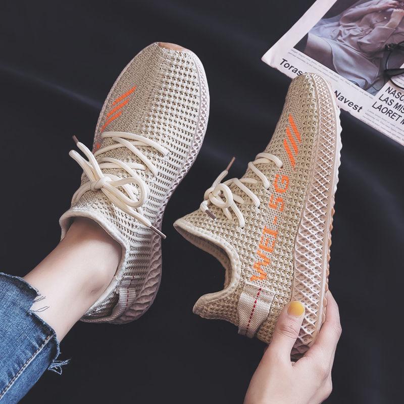 New women's shoes spring and autumn versatile breathable flying weaving women's comfortable casual shoes women's sports shoes running casual