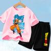 Dragon Ball Son Goku Anime T-shirt Set Kids Short Sleeve Pocket Shorts Ventilate 2-piece Set Boys Girls Cartoon Clothing