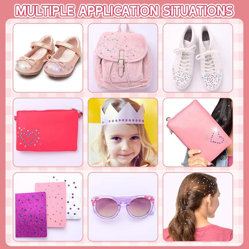 Girls' Hair Accessories, Kids' Hair Jewel Stamper, Bling Hair Styling Tool, Hair Dazzler Kit with 180 Gems, Styling Tool for Braids, Shoes, Bags, and