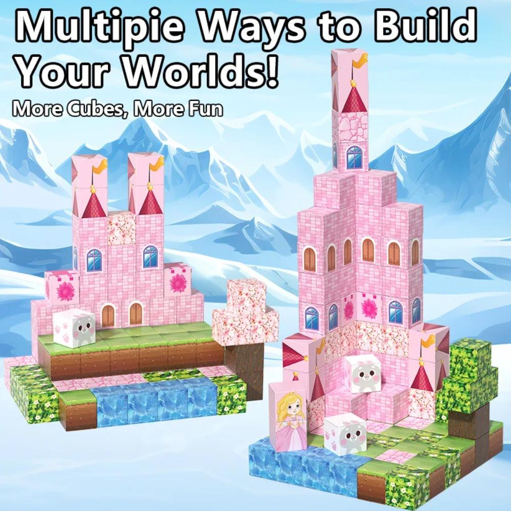 Magnetic Building Blocks Princess Castle Garden STEM Montessori Sensory Magnet Constrction Cubes for Toddler Kids Toy
