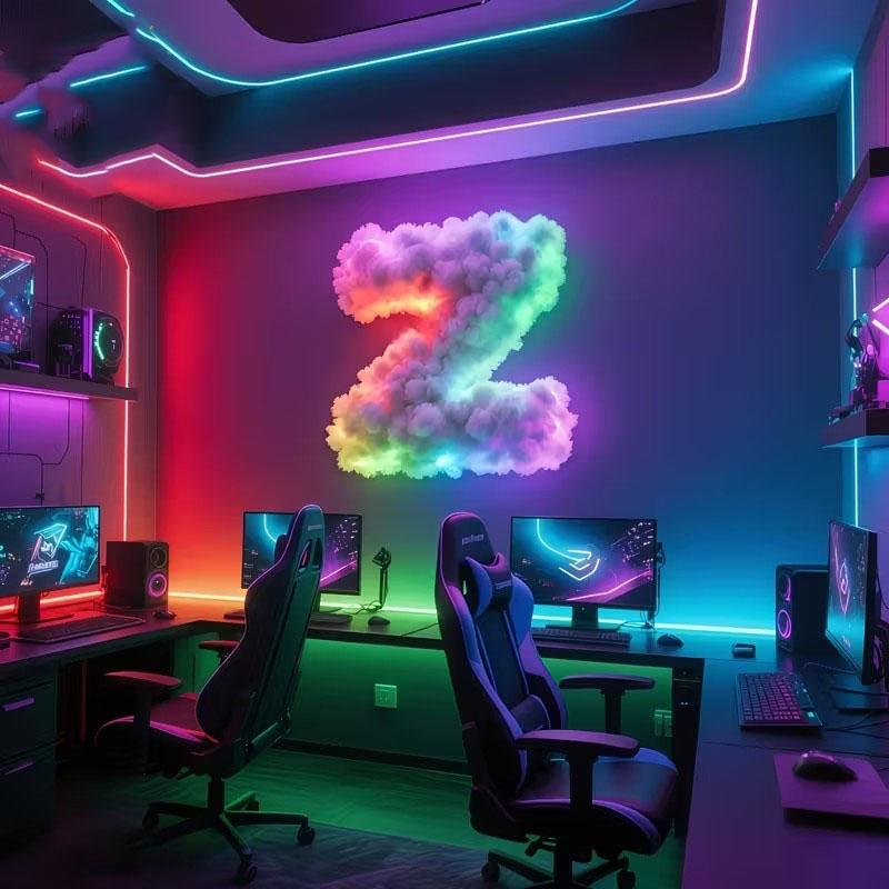 3D Cloud Lamp USB-Powered Smart Lamp DIY Letter-Shaped Bedroom Night Light Game Room Ambient Lighting Birthday Party Decorative Lights