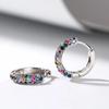 Silver Rainbow Multicolor CZ Huggie Hoop Earrings Micro Pave Colorful Crystal Small Hoop Earrings Women Statement Jewelry