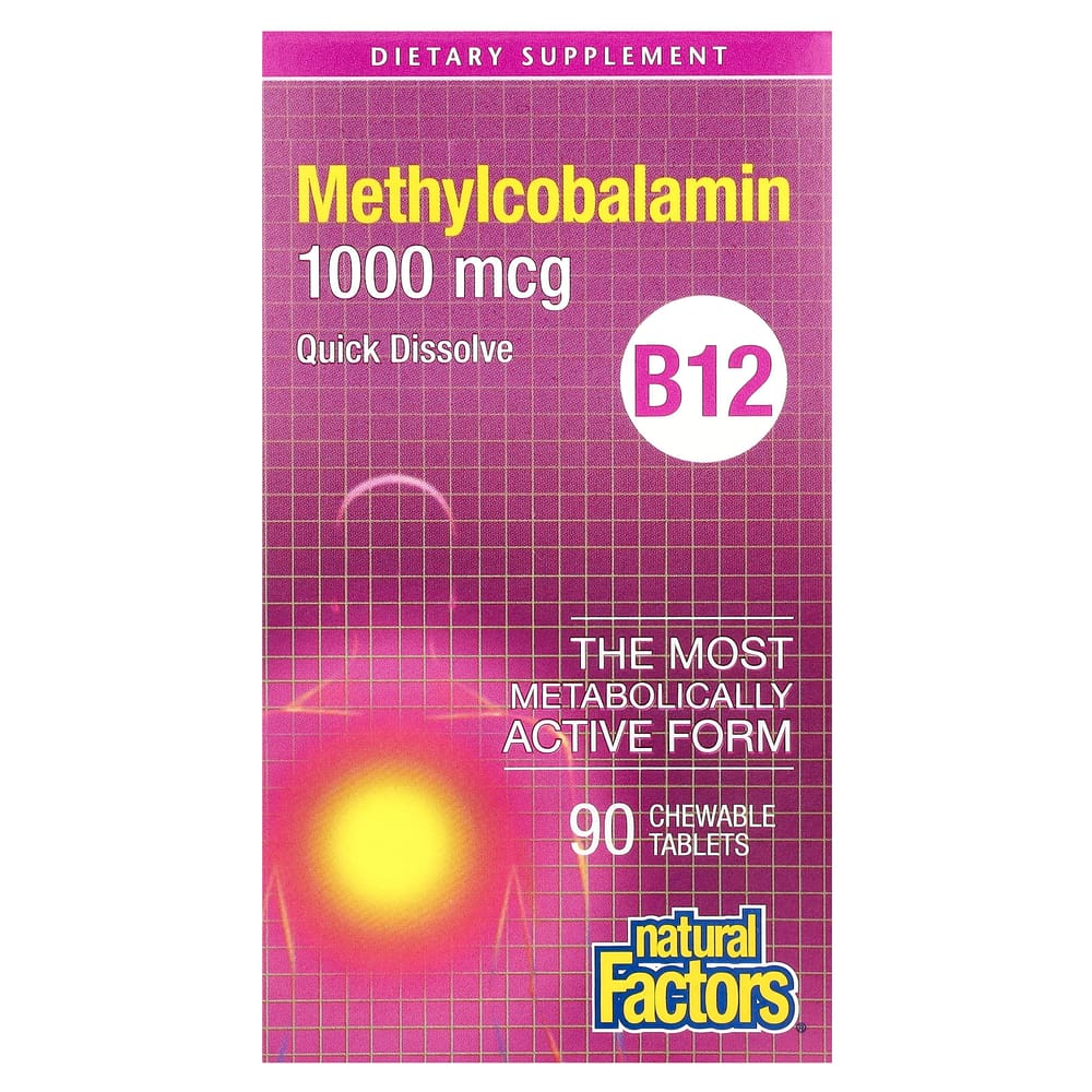 Natural Factors B12 Methylcobalamin 1000mcg Chewable, 90 Tablets