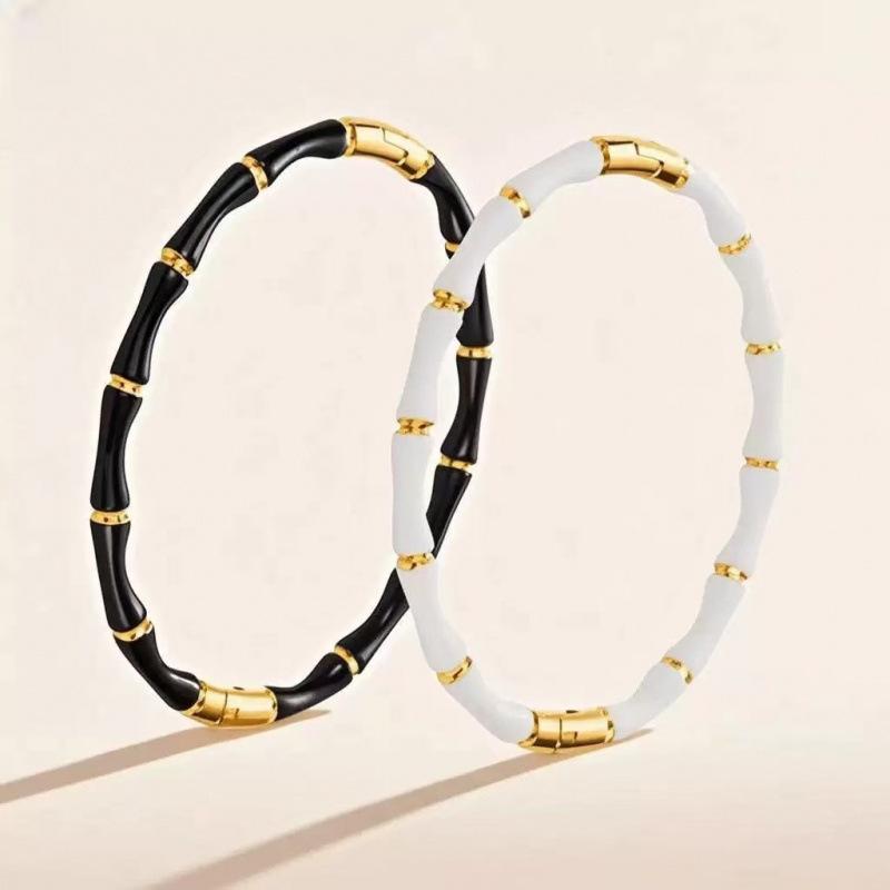 Women's Bamboo Joint Titanium Steel Oil Drip Bracelet: Simple, Durable, Fade-Resistant Stainless Steel