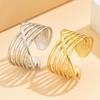 INS Style Geometric Intersecting Stainless Steel Ring for Women, 18K Gold Plated Titanium Steel Jewelry.