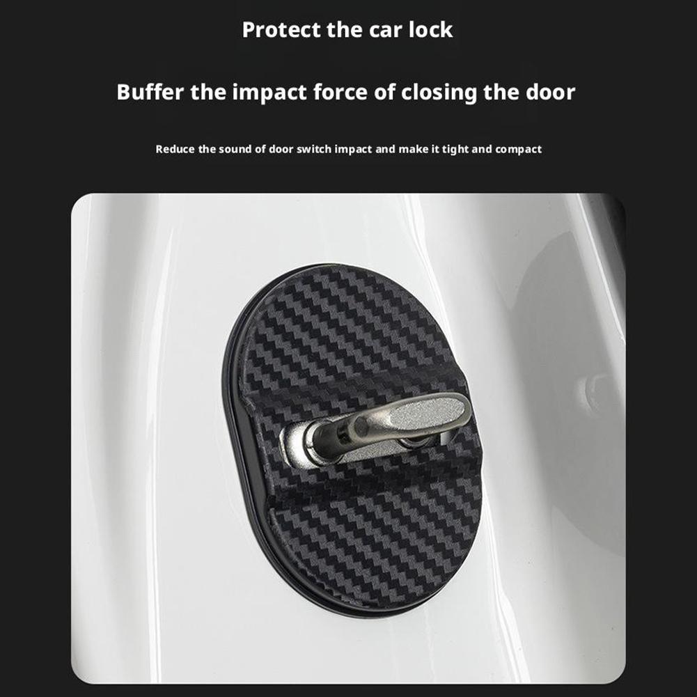 Universal Car Door Lock Protector 4 Pieces Self-Adhesive Auto Decorative Accessories Car Door Lock Rustproof Cover Interior Mirrors 6