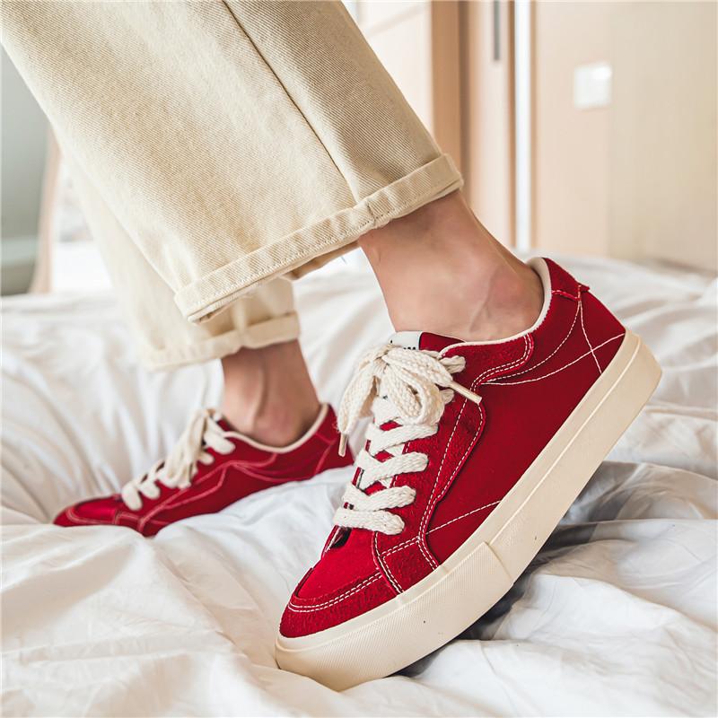 Harajuku Style Original Men Red Sneakers Breathable Canvas Sneakers Skate Shoes Men Low Platform Casual Sneaker Men Basket Homme