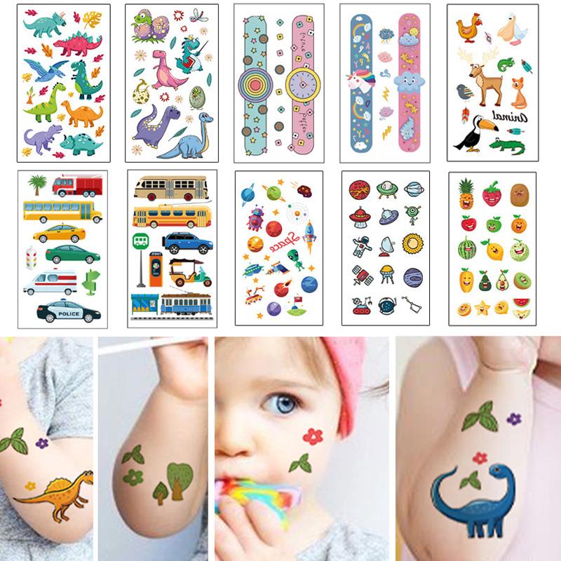 10 ark/pakke Tegneserie falske tatoveringsklistremerker for barn Kreativ vanntransfertrykk DIY midlertidig tatovering