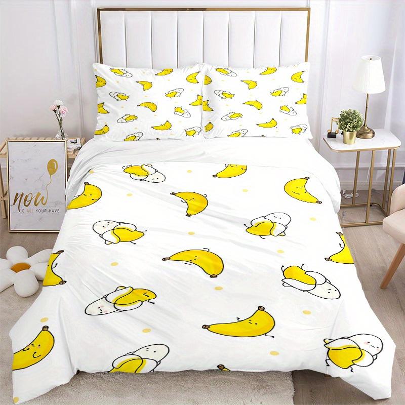 3pcs Banana Pattern Bedding Set, Breathable and Soft, Suitable for All Seasons, Ideal for Home Use, Suitable for Bedroom Decor 21112