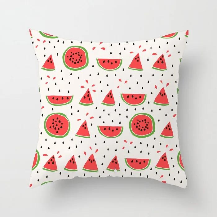 Fresh Summer Fruit Pineapple Watermelon Print Pillow Cover Office Chair Cushion Cover Fashionable Luxury Home Decoration