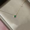 S925 Sterling Silver Plating 14k Gold Retro Green Square Pendant Necklace for Women Temperament Wedding Jewelry Gifts