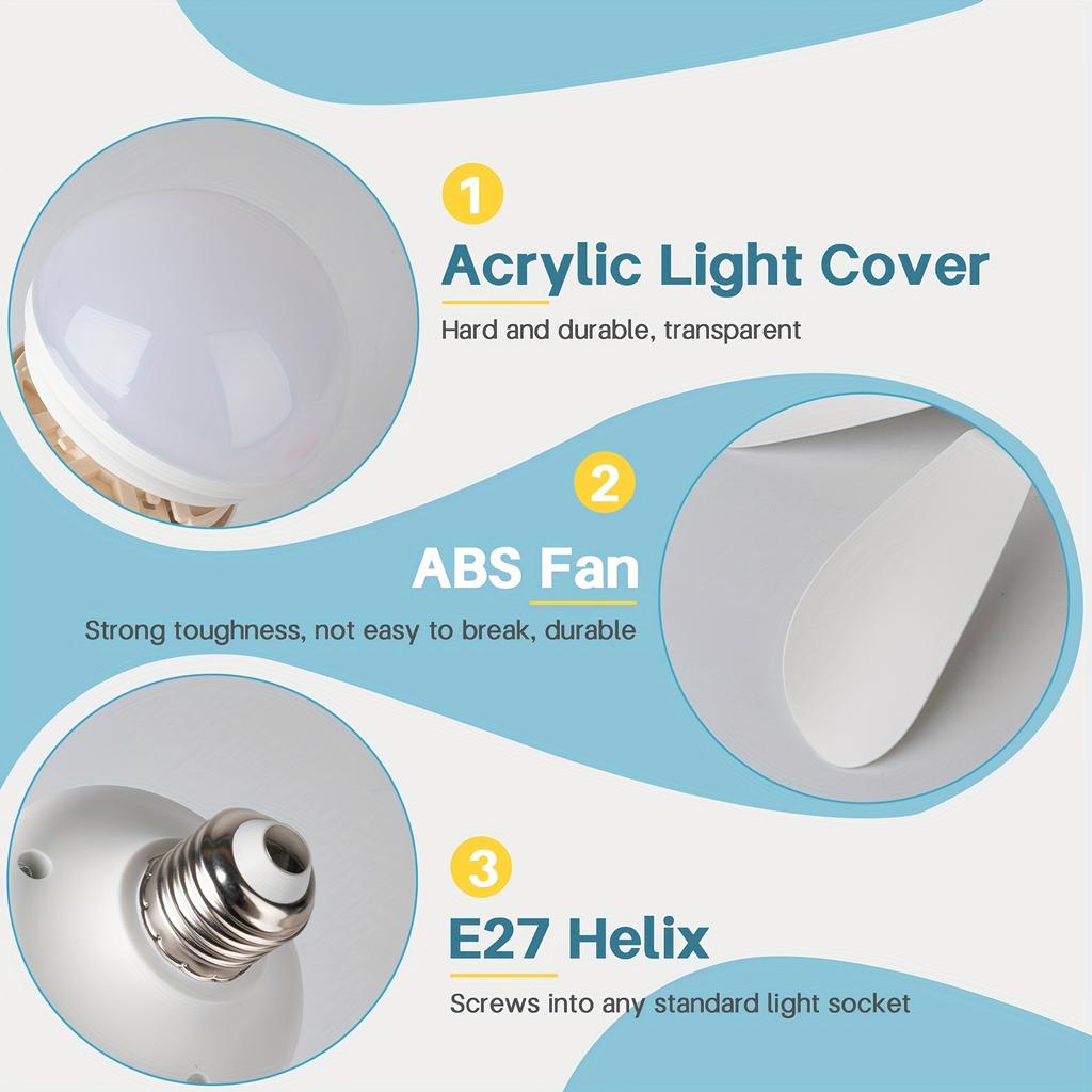 30W Small Modern Ceiling Fan Light E27 Threaded Head Home Mute Mini Ceiling Fan Light for Kitchen Dining Room and Bedroom