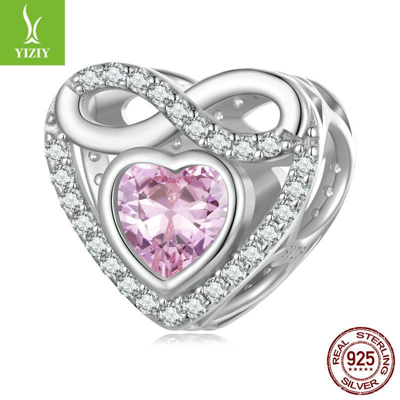 Pink Love Mother'S Day Series Bracelet Beads, Great Mother'S Love S925 Silver Beads Loose Beads