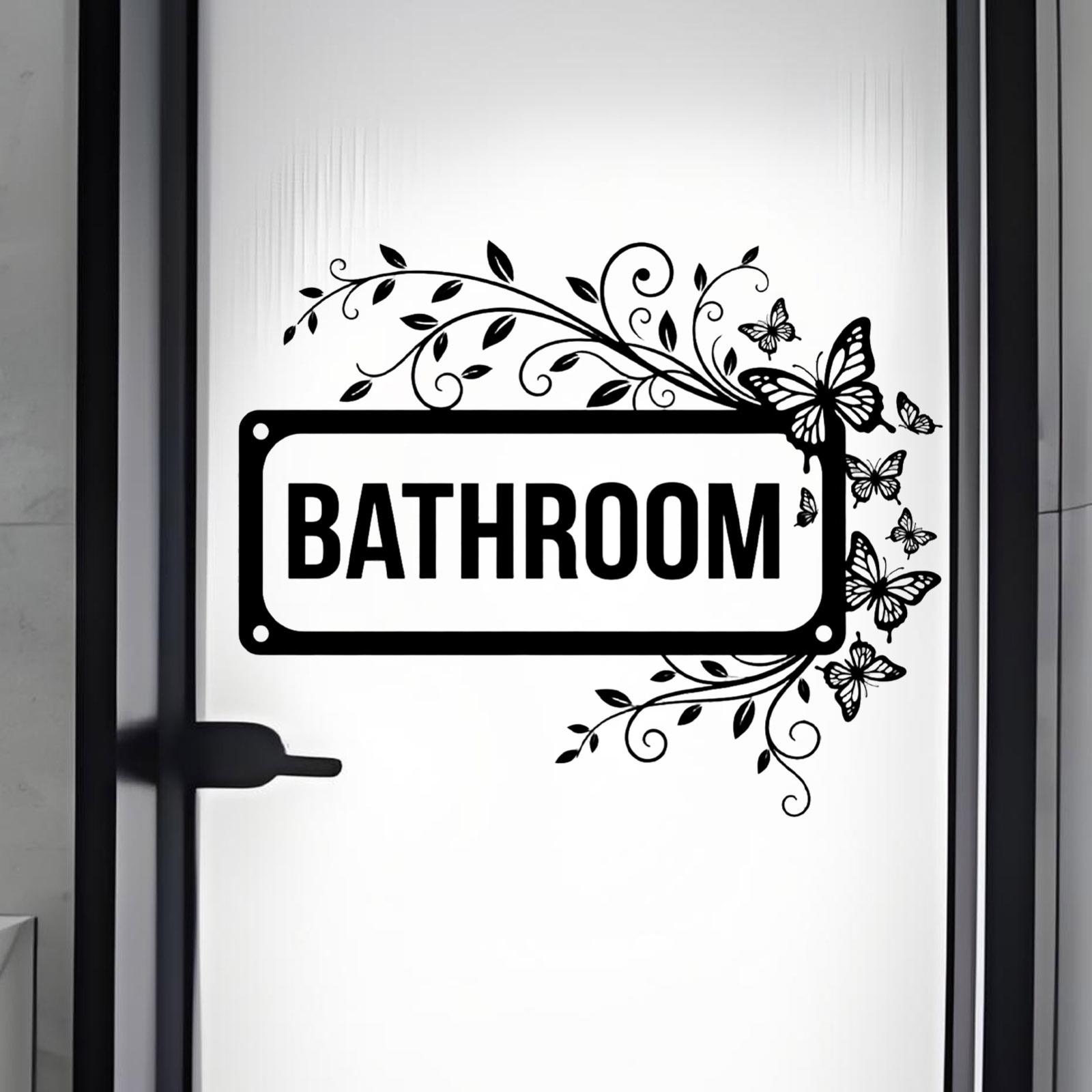 

Черная бабочка Наклейка на дверь ванной комнаты, Настенная наклейка для декора дома One Size