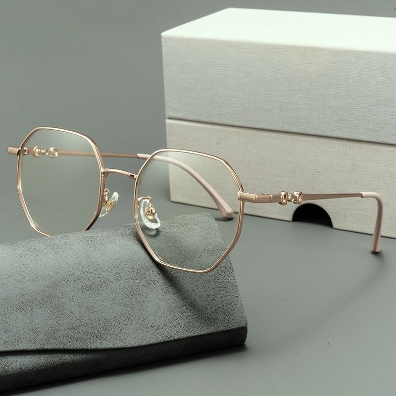 2PCS New Trendy Men's and Women's Flat Lenses Luxurious Fashionable Retro Metal Popular Street Pography Frame Daily Wear