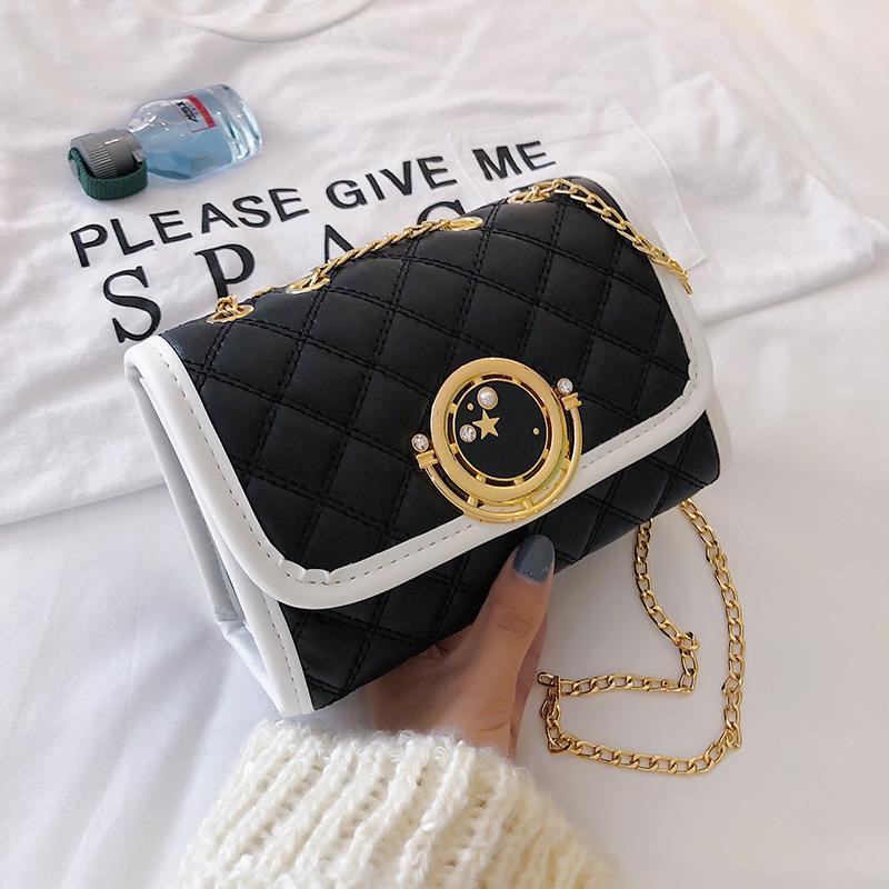 

SCIONE сумка с замком, сумка в западном стиле, новинка 2019 года, модная сумка-мессенджер с ромбовидной цепочкой, модная маленькая квадратная сумка 12cm*8cm*19cm чёрный