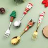 6pcs Stainless Steel Christmas Dinnerware Set Cake Fork Coffee Spoon Party Tableware Christmas Tree Moose Snowman Fork Spoon Set