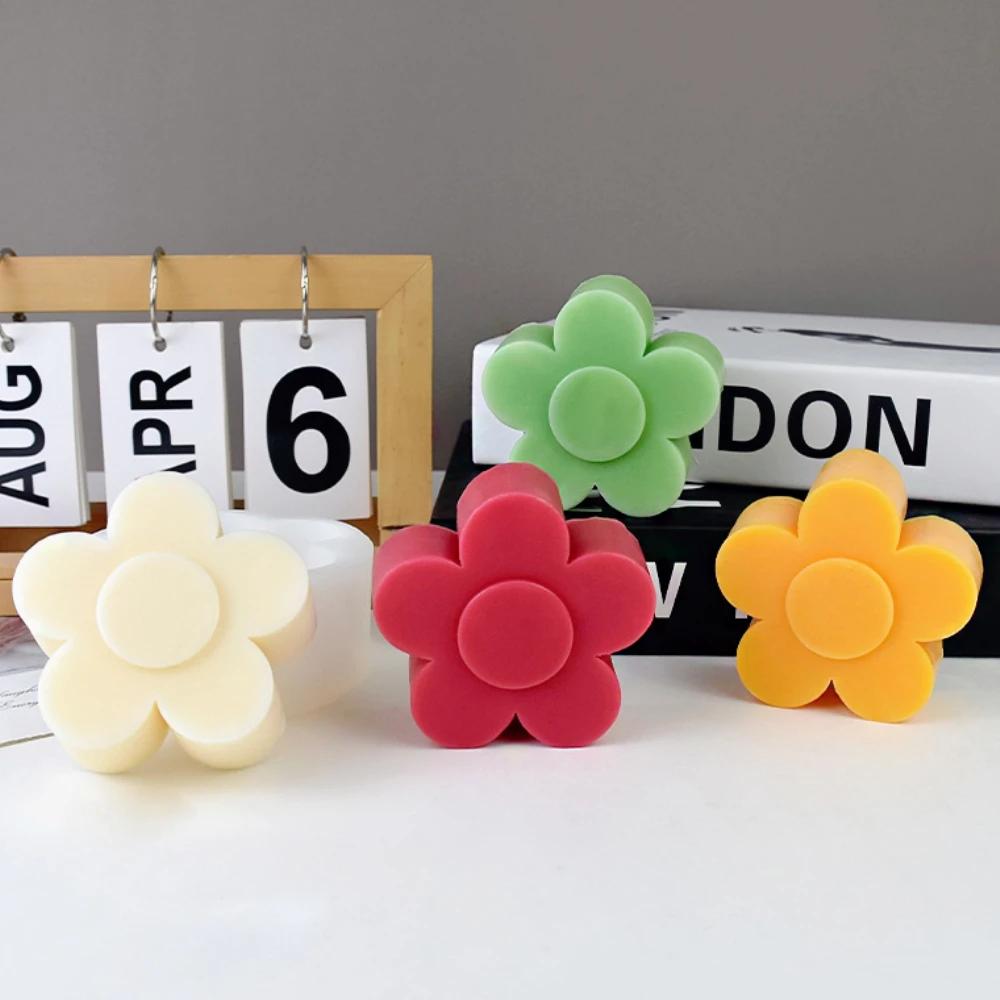 Cartoon Flower Chocolate Silicone Moulds Simple Mousse Biscuit Molds Birthday Cake Decor Plant Candles Soap Valentine's Day Gift