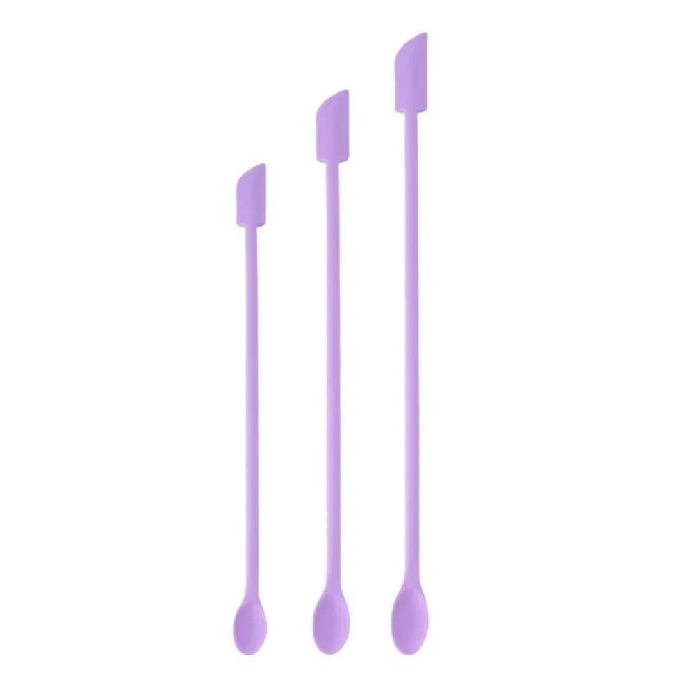 3pcs Portable Mini Silicone Scraper Double-head Lengthened Cosmetic Digging Spoon Soft Face Mask Brush Makeup Brushes Set