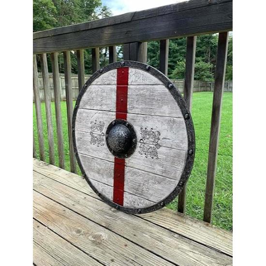 Medieval Viking Shield 24" Wooden Shield Heavy Metal Fitted Gifted Piece