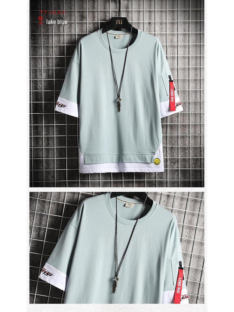 Herrenmode Locker geschnittenes Baumwoll-T-Shirt im koreanischen Stil, Sommerkollektion 2020