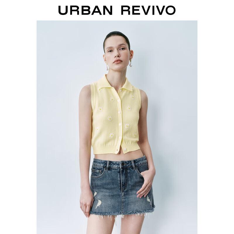 

Женский вязаный жилет без рукавов с цветочной вышивкой UR XL