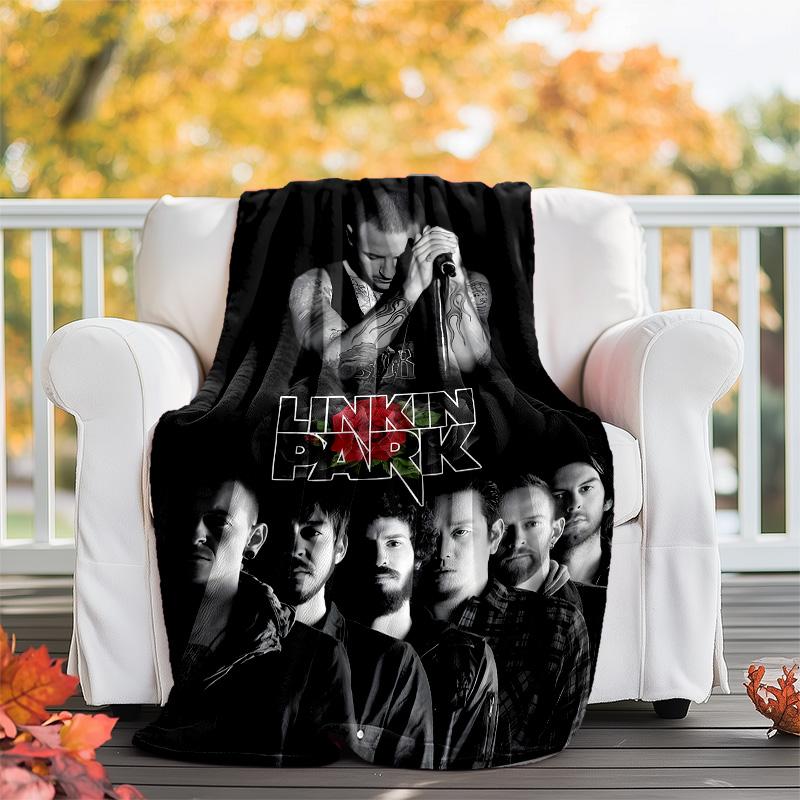 1pc Linkin Park1 Theme Blanket - Digital Print, Polyester, Cozy for All Seasons, Perfect for Outdoor, Camping, and Travel