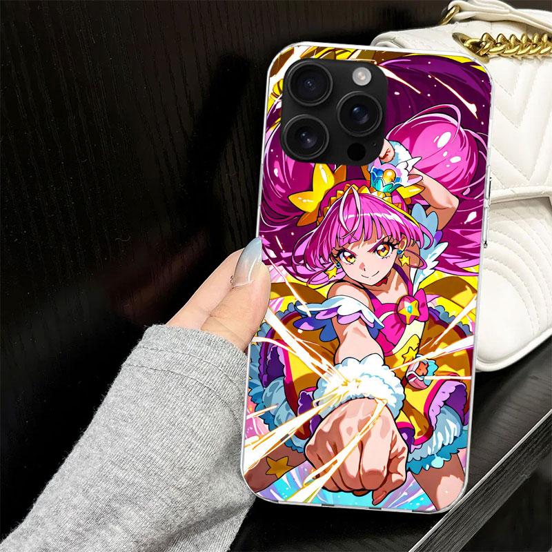 Pretty Cure Anime Case for iPhone 17 Air 16 16E 15 14 11 Pro Max Soft Phone Cover 12 13 Mini 7 SE 2020 8 Silicone Black Capa