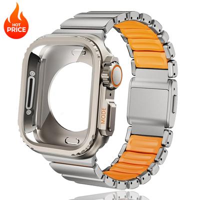 Titanband+Metallgehäuse für Apple Watch Band Ultra 3/2 49mm 46mm 45mm 44mm Legierungsschalenabdeckung für Iwatch Serie 11 10 9 8 7 SE3