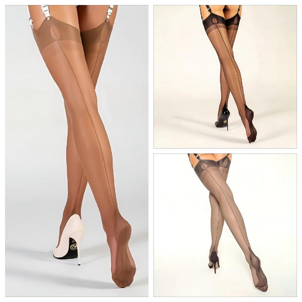 1/2/3pairs Luxury Polyamide 80% Thigh High Stockings for Women, 8 Denier, Solid Color, Knit Fabric, Back Seam, Elegant & Sexy