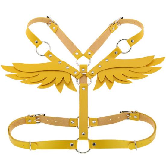 Angel Wing Faux Leather Adjustable Harness Waist Shoulder Bondage Halterneck