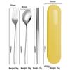 Set di Posate in Acciaio Inossidabile 304: Forchetta, Cucchiaio, Bacchette con Scatola a Strisce Verticali per Viaggio, Campeggio, Uso Studentesco