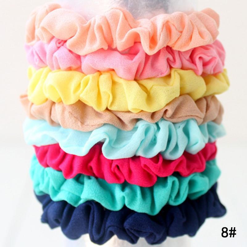 10 Pcs   Girl Elastic Hairband Polka Dot Printed Scrunchie Hair Rope Heairwear 10PCS
