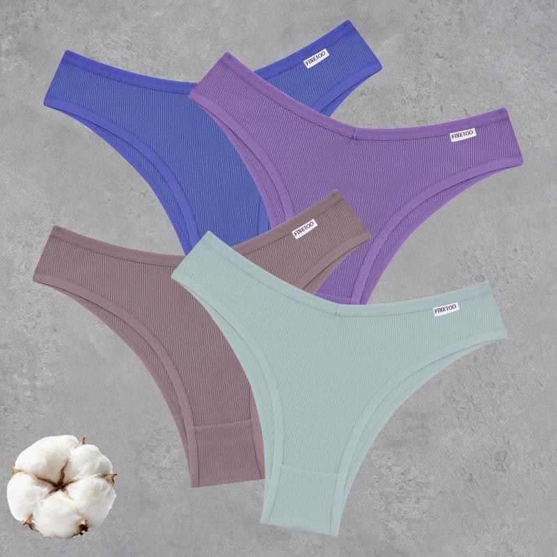 4PCS Seamless Cotton Bikini Panties For Women Sexy Low Waist Breathable Brazilian Pants Female Soft Intimate Lingerie