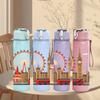 1PC London Ferris Wheel Scene 750ml Color Plastic Sports Water Bottle Leakproof Flip Straw Lid For Sports Office Home Use