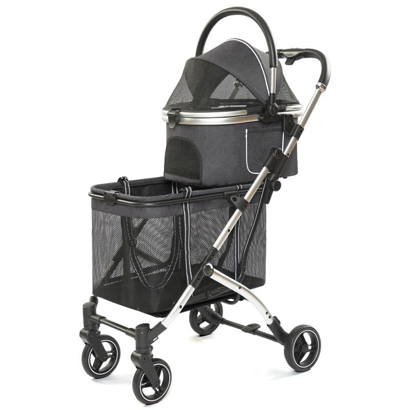 Double-Layer Pet Stroller: Spacious Design for Multiple Cats & Dogs, Removable Carriage