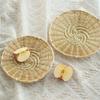 Flat Shallow Bamboo Basket Tray Natural Vegetables Serving Basket  for Home