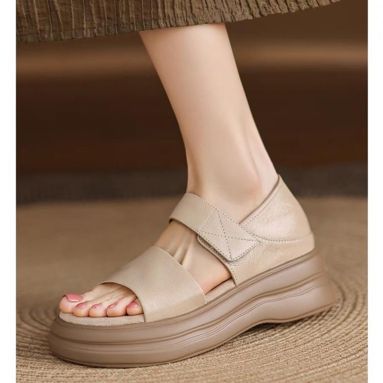 Sheepskin Model~ Platform Sandals Women's Summer Wear Retro Casual Height Increase Skirt Beautiful Versatile Soft-soled Roman Shoes