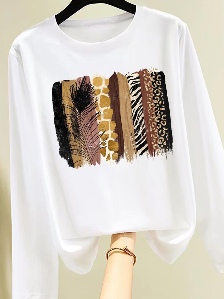 (Asian Size) butterfly cute o-neck Graphic Print T Shirt Women Clothing Tee autumn winter spring Casual Fashion Top Long Sleeve T-shirts