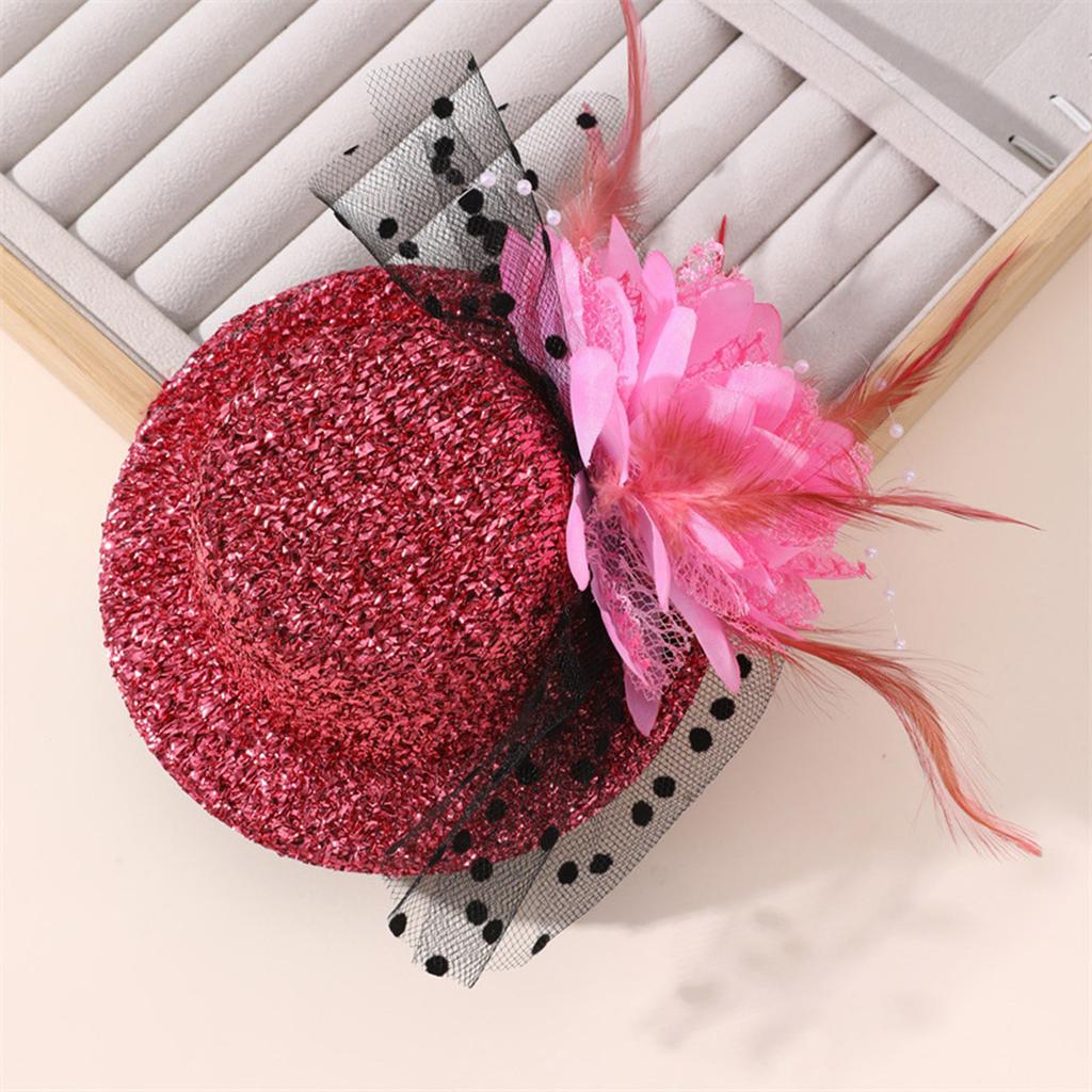 20s Theme Party Mesh Fascinator Hat Hair Clip with Flower Clipon Hat Masquerades Cocktail Party Dressingup Accessories