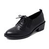 Fall 2025 New Thick-heeled Low-top Single Shoes Women's Plus-size Lace-up Retro Leather Shoes