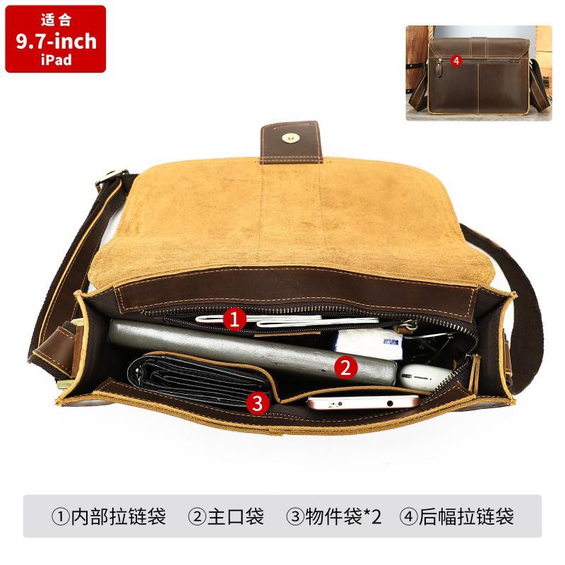 New Leather Large Capacity Men's Crossbody Bag High-end Leisure Travel Shoulder Simple Atmospheric Small Square