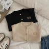 Kids Preppy Solid Embroidered Cardigan Sweater Spring Autumn Unisex Jacket