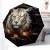 Elegantní umělecký tisk bílého tygra - Luxusní plakát pro domácí dekoraci, Přenosný skládací deštník 3-fold, Kompaktní deštník pro muže a ženy, Dárek