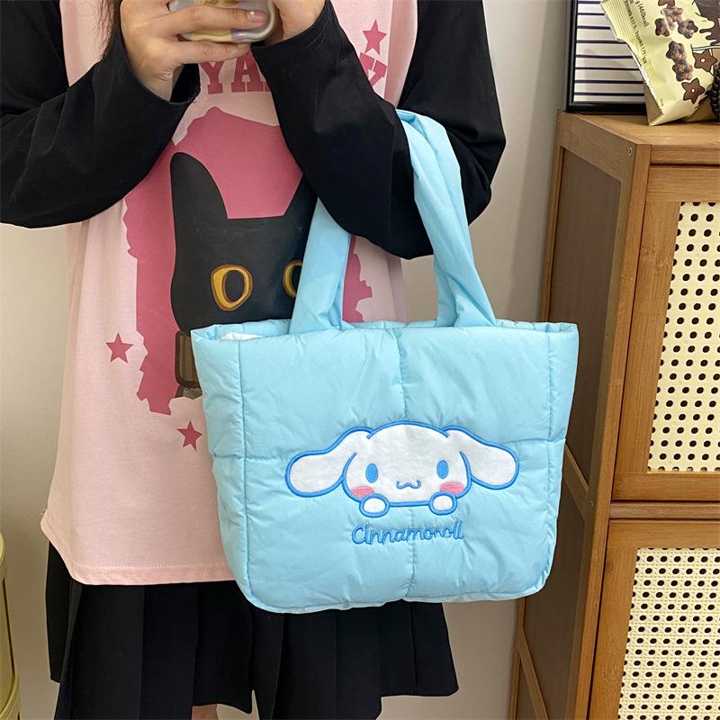 Fashion Cartoon Down Cloth Handbag Bag Four-color Shoulder Bag Cute Soft Cute Cat Tote Bag Large-capacity Bag